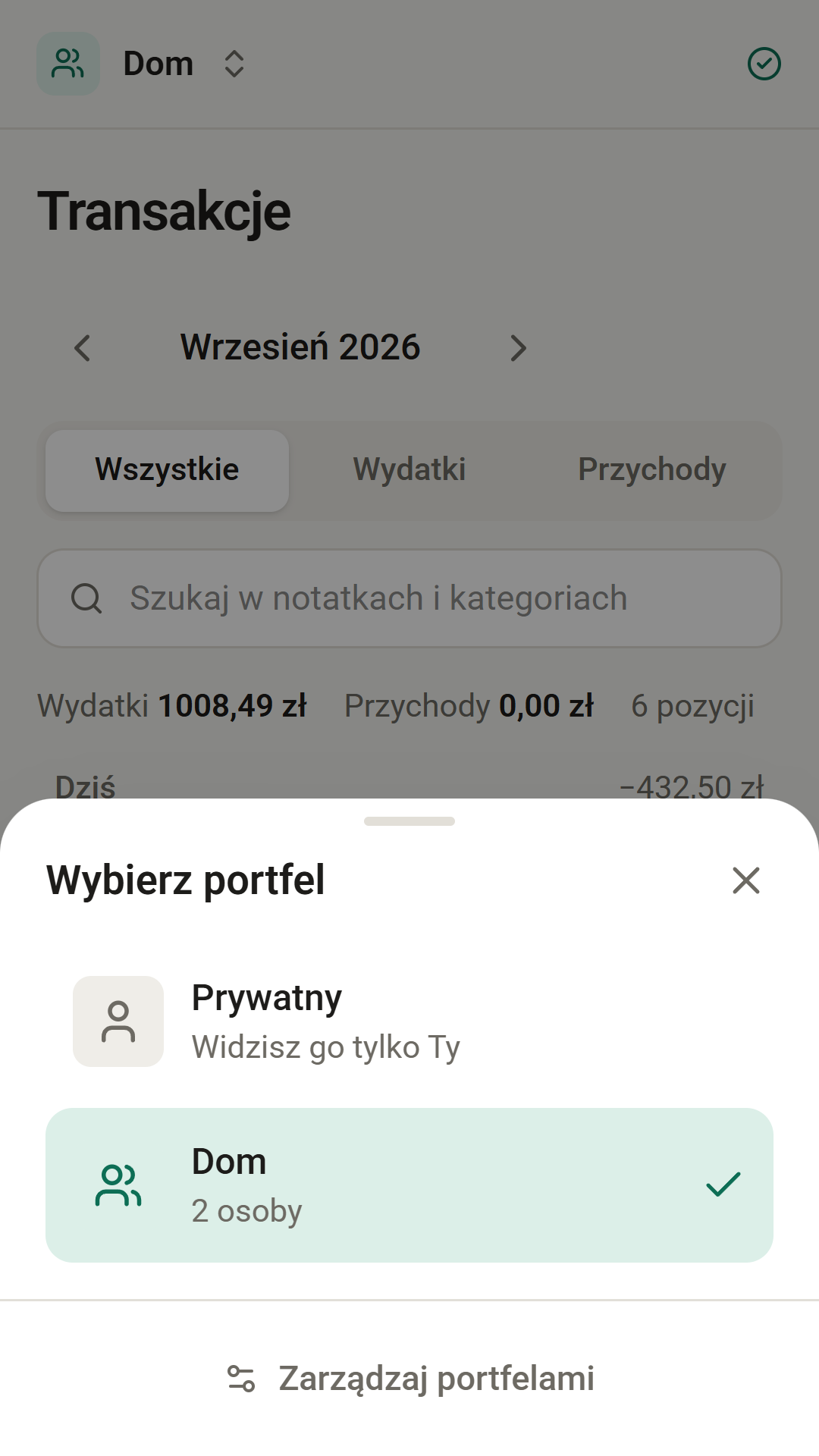 Wybór portfela: prywatny albo wspólny Dom